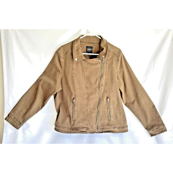 Liverpool Women's Bradford Moto Denim Jacket Brown XXL - Picture 1 of 5